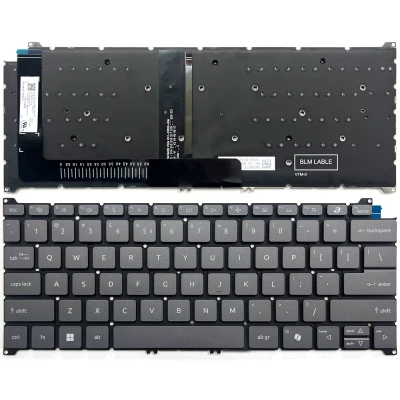 Acer Swift N24C3, N24C9, N24C10, ASV atpakaļ apgaismota tastatūra pelēka AI