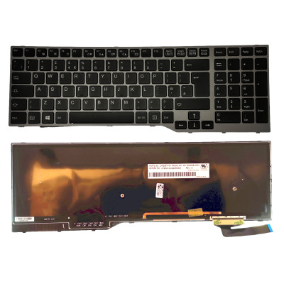 Fujistu E753 E754 E756 E554 E556 E557 H730 H760 H770 gray backlit UK keyboard