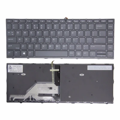 HP 430 G5, 440 G5, 445 G5, 640 G4 G5, black frame backlit US keyboard original