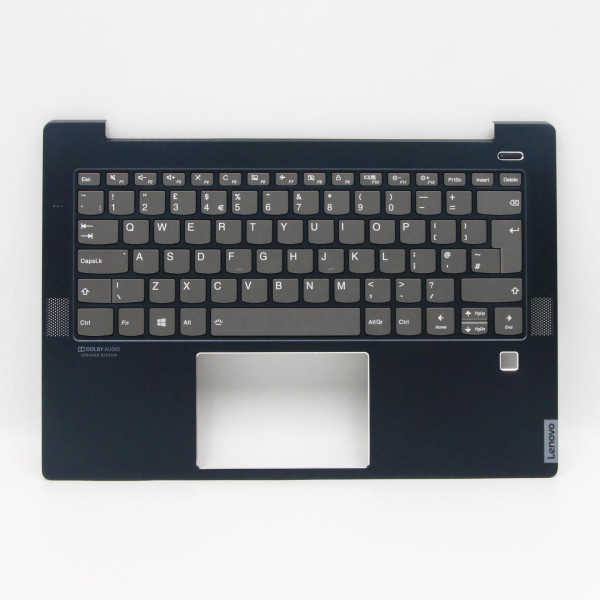 by high qulity Lenovo Ideapad S540-14API Teclado blue fingerprint hole backlit UK keyboard palmrest on laptop-keyboard.com