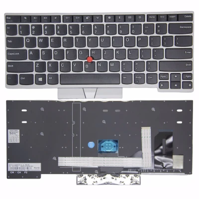 Lenovo Thinkpad E480 E485 L380 L480 L490 T480s T490 srebrna ramka US klawiatury wysokiej kopii