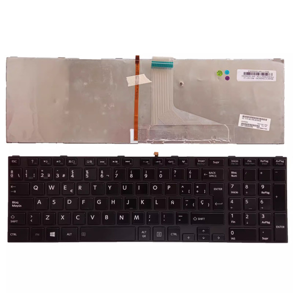 by high qulity Toshiba L850 L850D L855 L855D L870 L875 gray backlit Spanish SP keyboard on laptop-keyboard.com