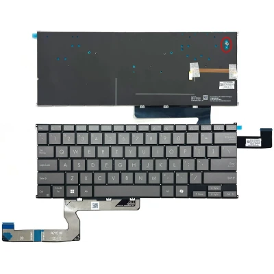 Keyboard for ASUS Zenbook S14 UX5406A / UX5406S / UM5406G – US English Layout, Backlit, Grey, Single Screw