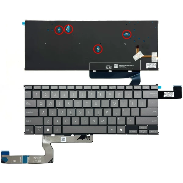 by high quality ASUS Zenbook S14 UX5406A UX5406S UM5406G keyboard AS dengan lampu latar abu-abu 4-sekrup on laptop-keyboard.com