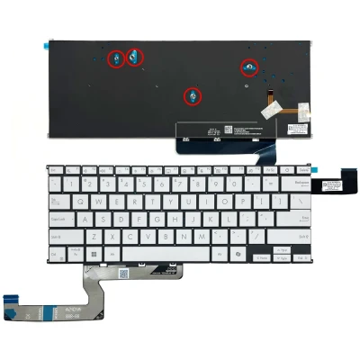 US Layout Backlit Keyboard for ASUS Zenbook S14 UX5406A / UX5406S / UM5406G – White, Four-Screw Version
